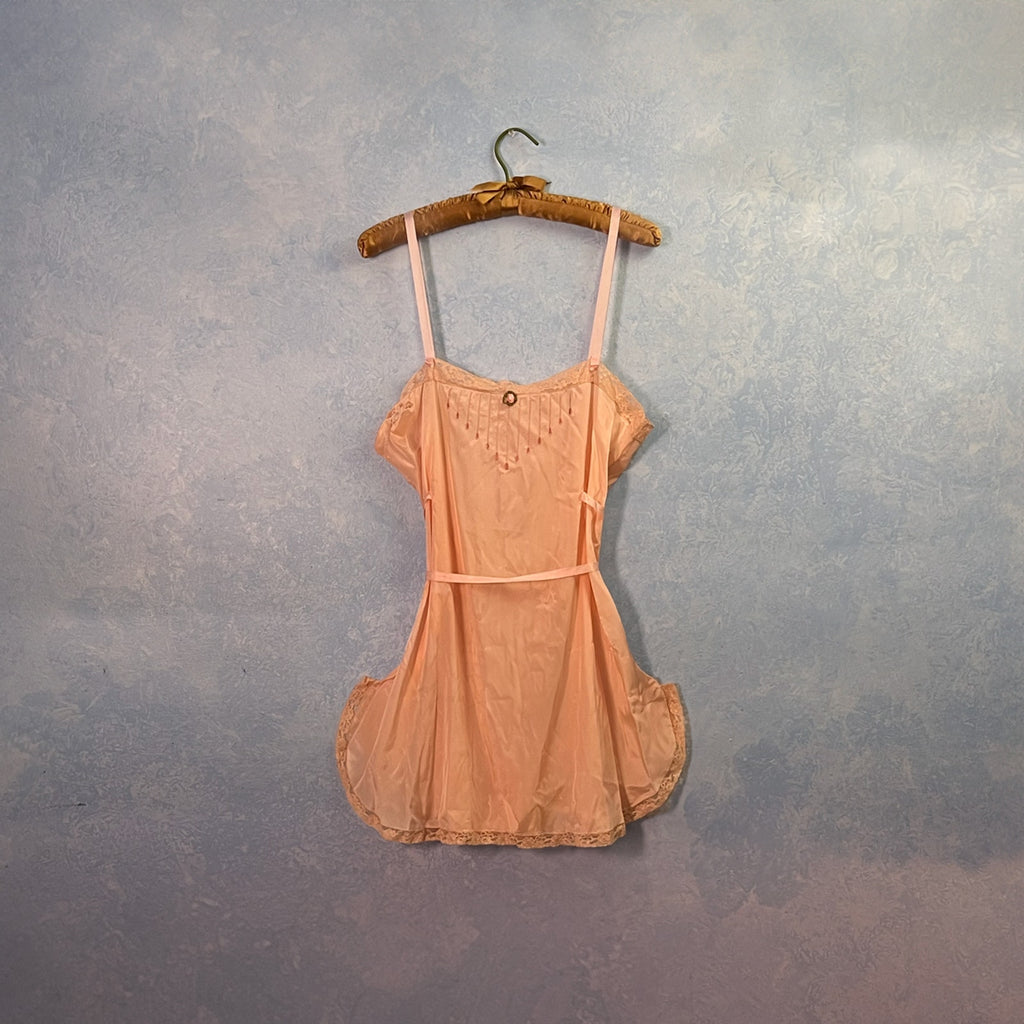 1930's Peach Silk Teddy