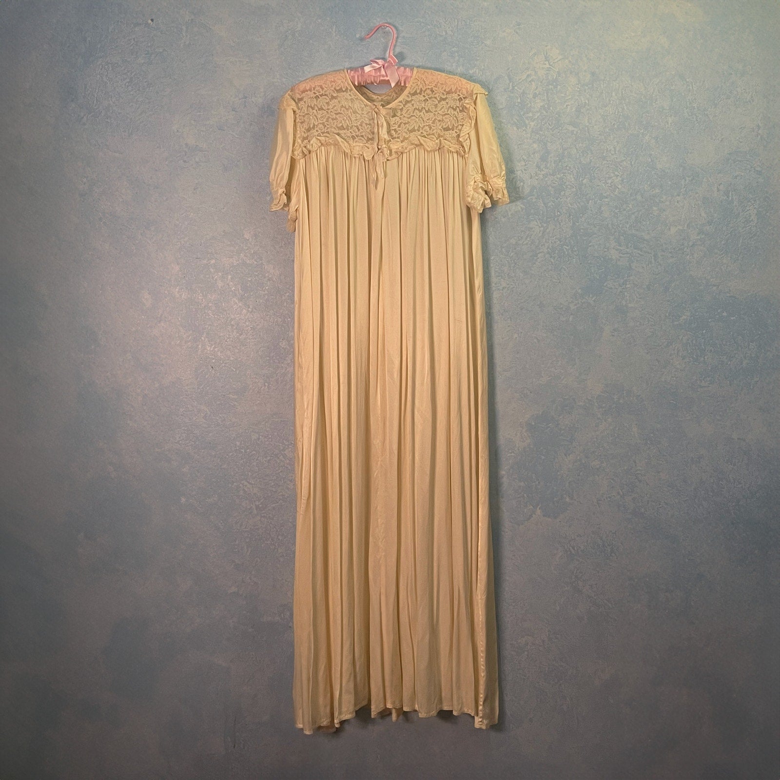 Antique Candlelight Silk & Lace Trapeze Gown