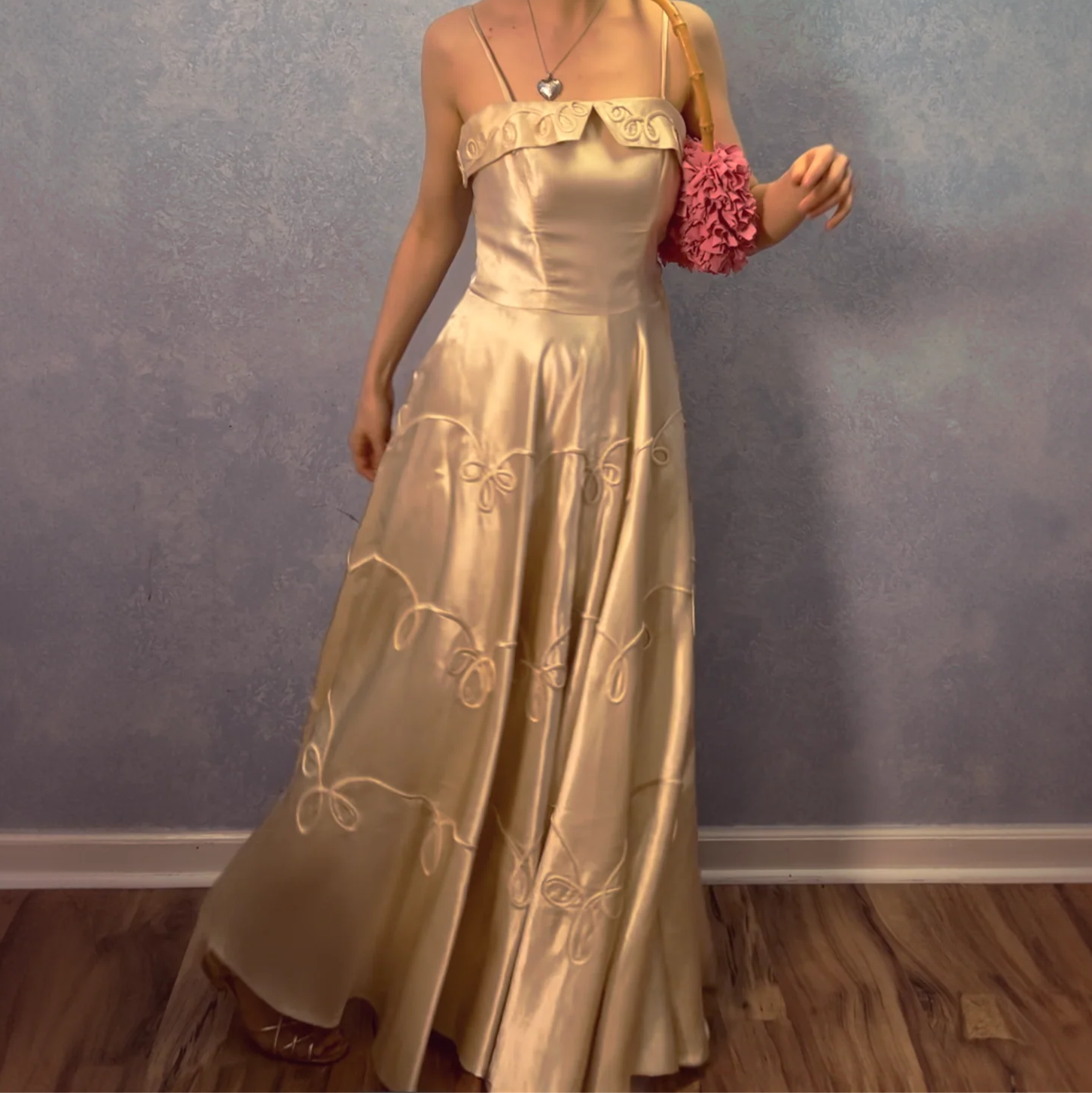 1940's Satin Soutache Gown