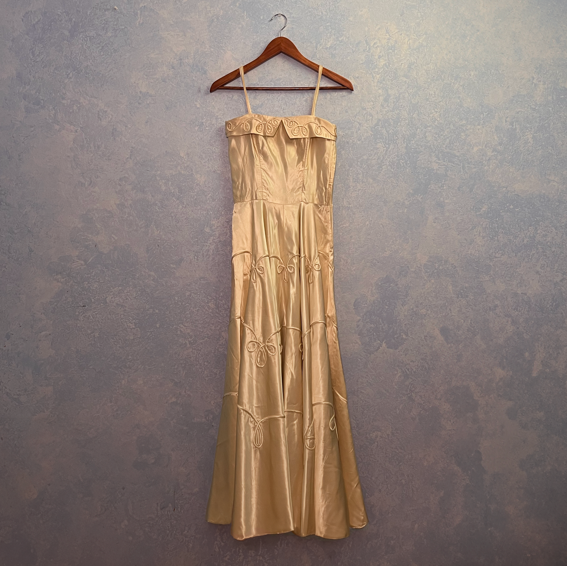 1940's Satin Soutache Gown
