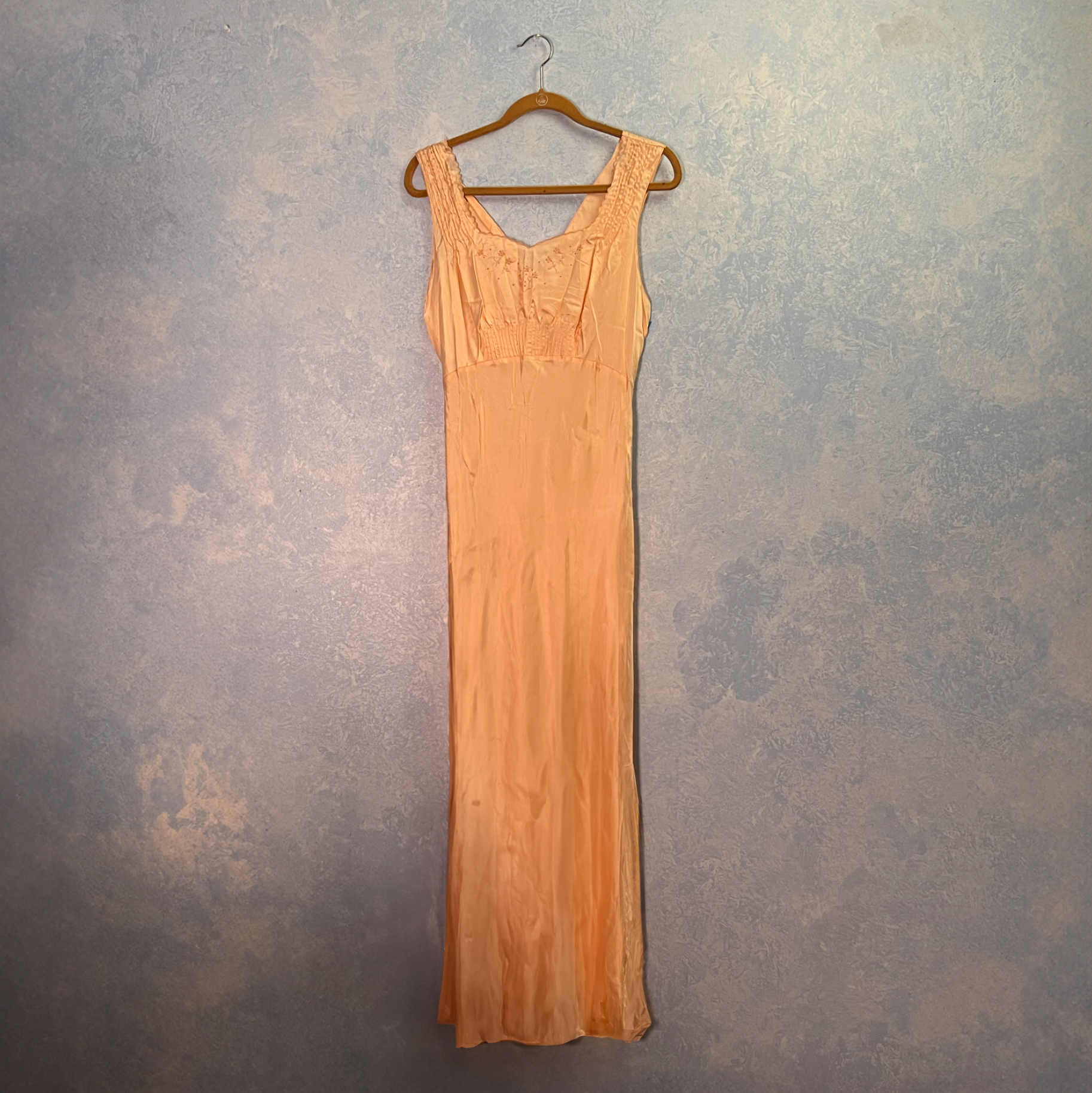 Antique Pale Peach Embroidered Gown