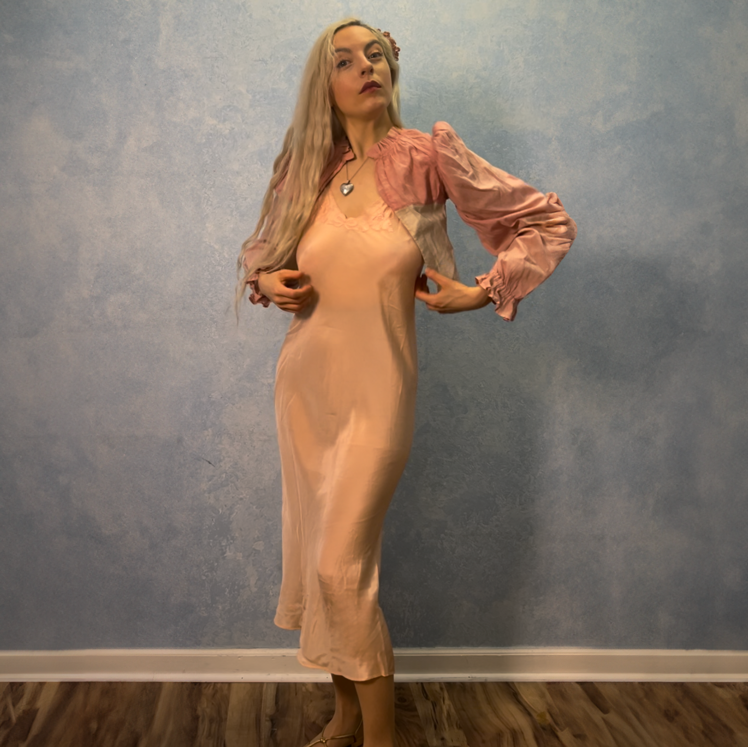 1930's Pink Bow Embroidered Slip
