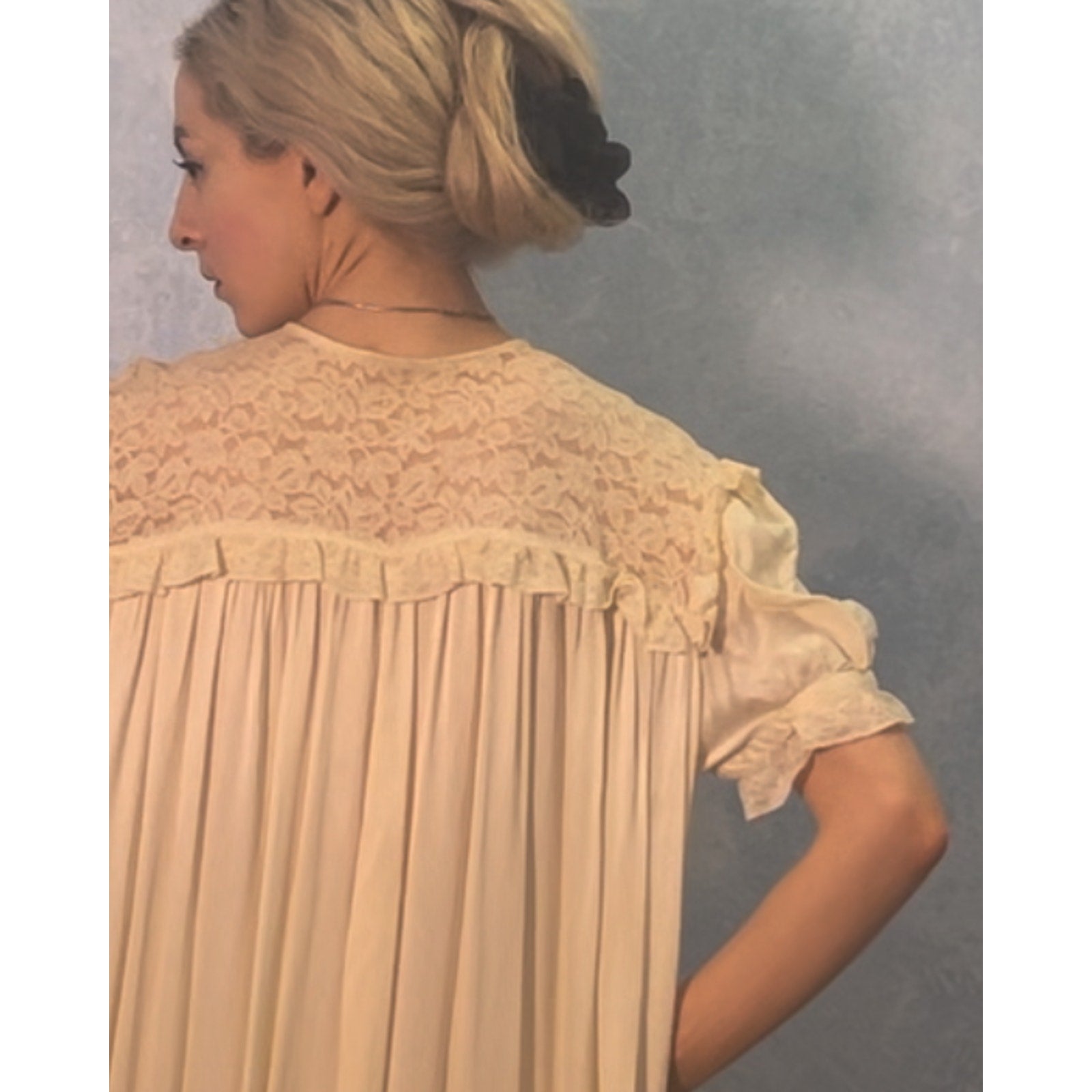 Antique Candlelight Silk & Lace Trapeze Gown